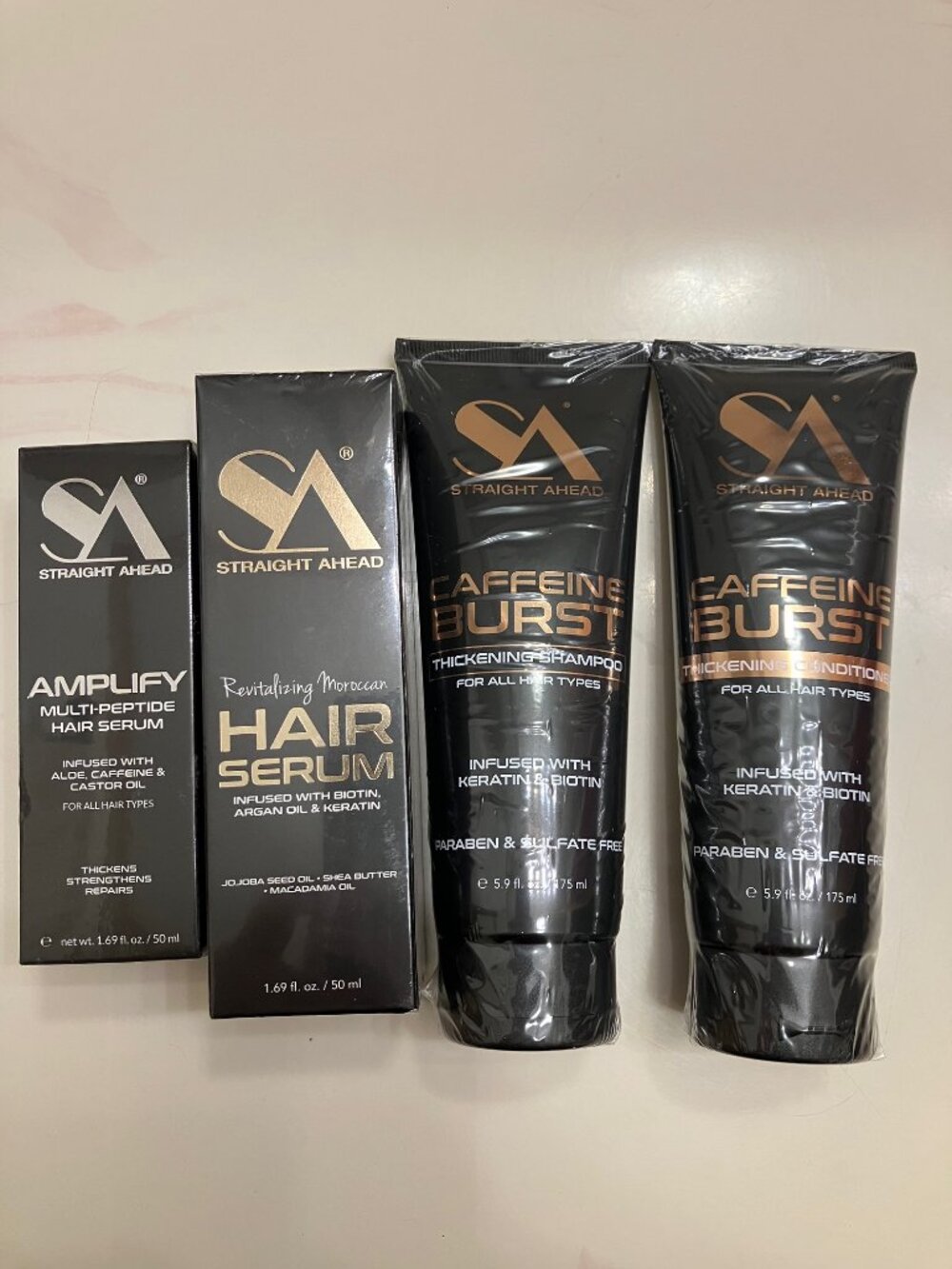 Straight Ahead Caffeine Burst Thickening Shamp/Condt, (2) Hair Serums